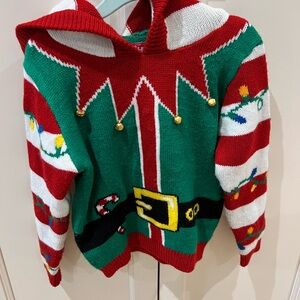 ChristmasRed and Green elf Kids Sweater  3t